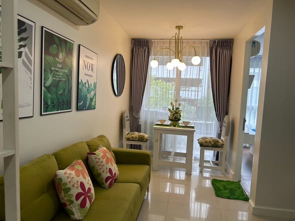 living room and bedroom of The Clover