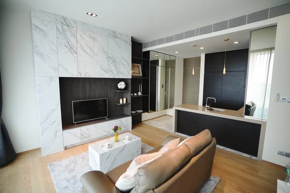 living room and kitchen of The Diplomat 39