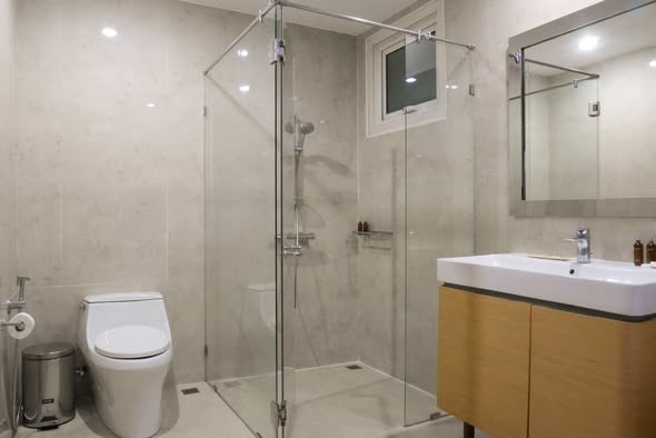 room interior and bathroom of THE EMPIRE PLACE SATHON