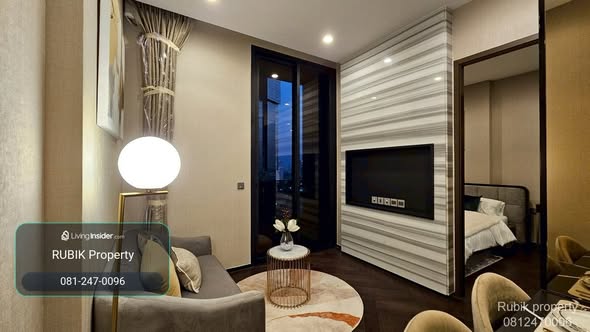 living room and bedroom of THE ESSE Sukhumvit 36