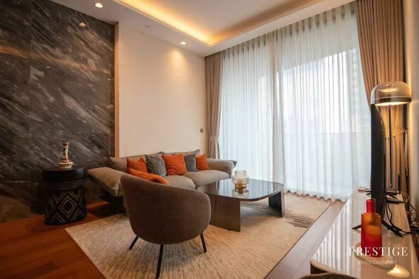 living room and bedroom of The Estelle Phrom Phong