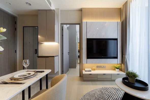 living room and bedroom and bathroom of THE EXTRO Phayathai-Rangnam