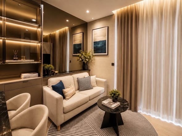 living room and bedroom and bathroom of THE EXTRO Phayathai-Rangnam