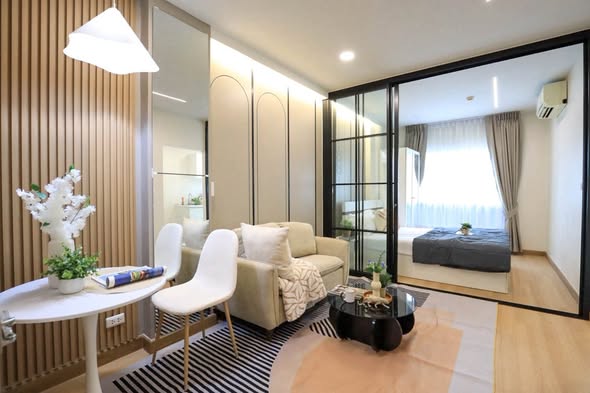 bedroom and living room of The Kith Plus Sukhumvit 113