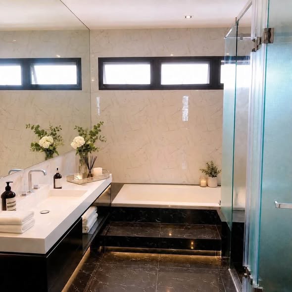 room interior and bathroom of The Landmark เอกมัย รามอินทรา