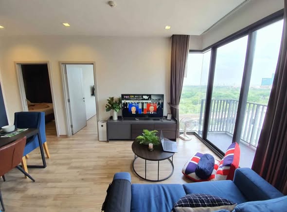living room and bedroom of THE LINE Jatujak-Mochit
