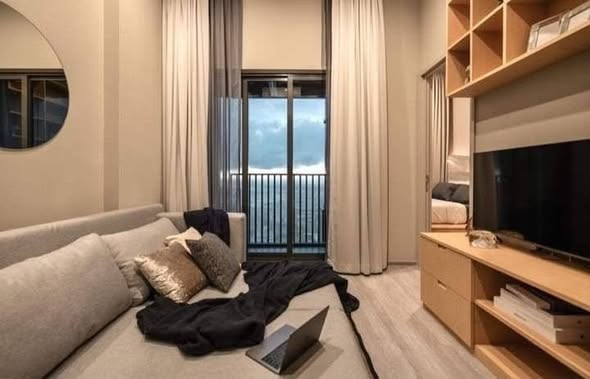 living room and bedroom of THE LINE Sukhumvit 101