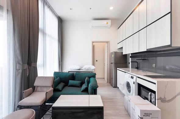 living room and bedroom of THE LINE Sukhumvit 101