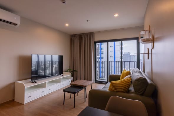 living room and bedroom of The Line Vibe เดอะ ไลน์ ไวบ์