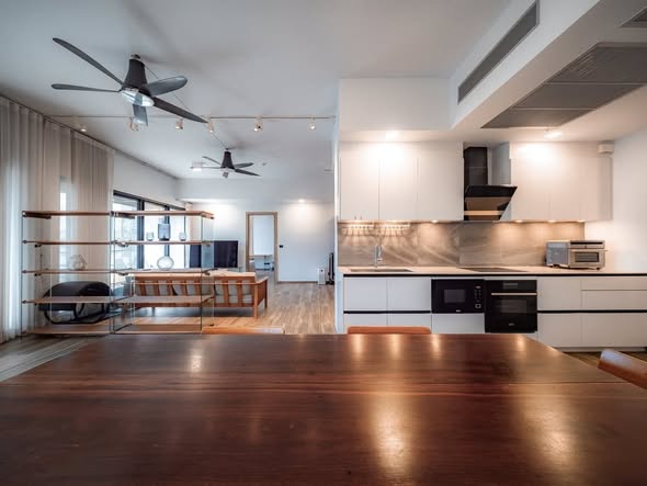 living room and room interior and kitchen of The Lofts Asoke