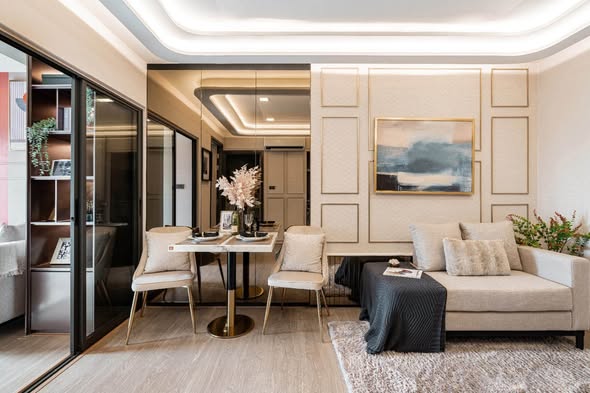 bedroom and living room of The Moment Ratchada 19