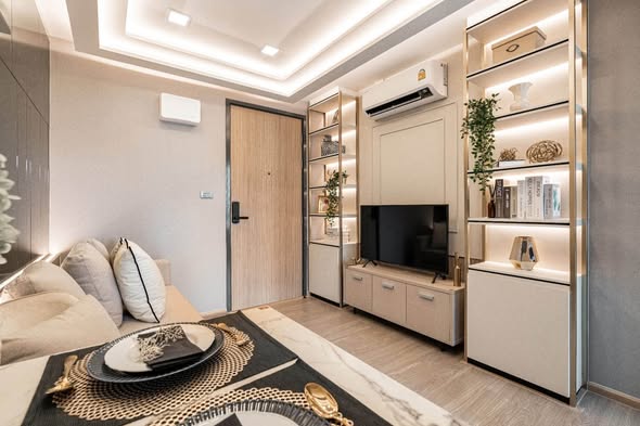 living room and bedroom of The Moment Ratchada 19