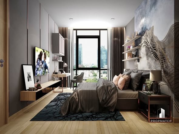 living room and bedroom of The Monument Thong Lo