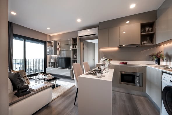 living room and kitchen of The Politan Rive
