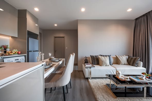 living room and kitchen of The Politan Rive