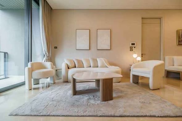 bedroom and living room of The Residences at Sindhorn Kempinski Hotel Bangkok
