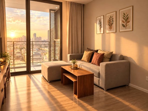living room of The River Condominium