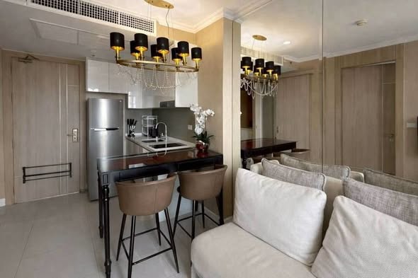 living room and bathroom and kitchen of The Riviera Jomtien