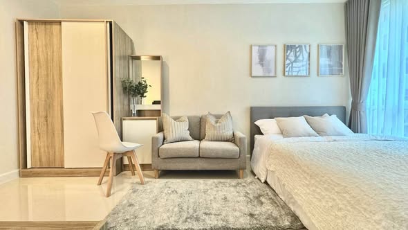 living room and bedroom of The Sky Sukhumvit
