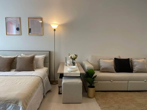 living room and bedroom of Unio Sukhumvit 72 Phase 2 Building A
