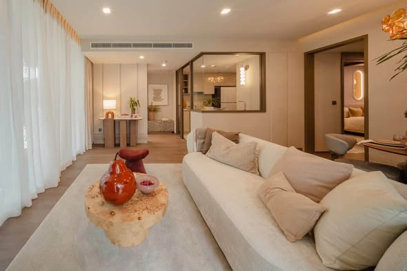 bedroom and living room of WIDEN by Sansiri