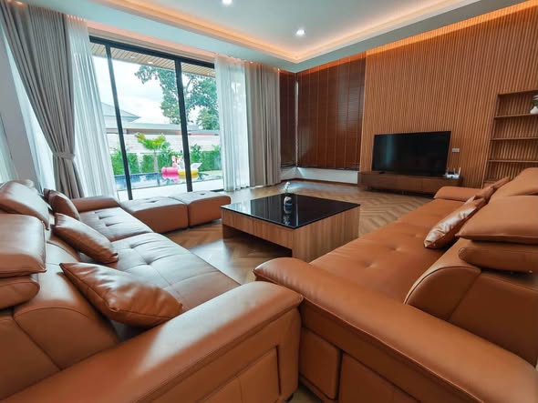 bedroom and living room of Arpo Pool Villa riverside