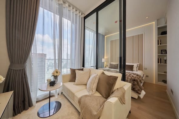 living room and bedroom of Ashton Silom