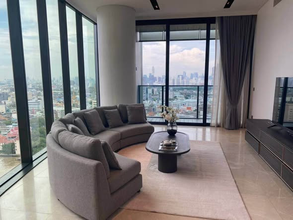 living room of Banyan Tree Residences Riverside Bangkok บันยัน ทรี เรสซิเดนซ์ ริเวอร์ไซด์ กรุงเทพ