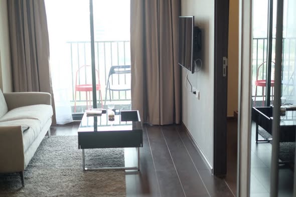 living room and bedroom of C Ekkamai Condominium