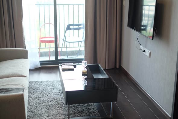 living room and bedroom of C Ekkamai Condominium