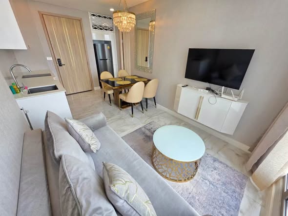 living room and bedroom of Copacabana Beach Jomtien