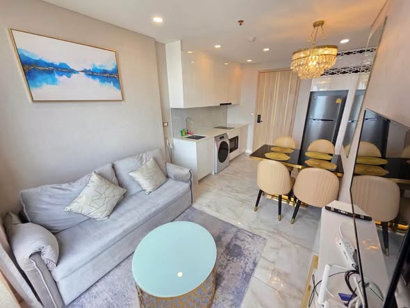 living room and bedroom of Copacabana Beach Jomtien