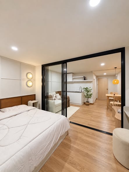 bedroom and room interior of ซิตี้วิลล่า คอนโด D2