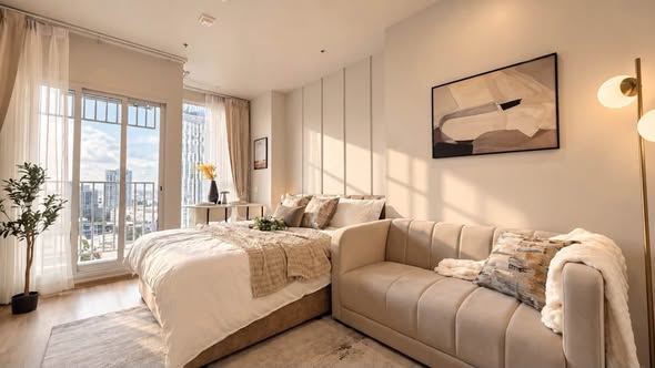 bedroom and living room of Eight Thong Lo