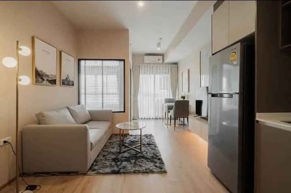 living room and bedroom of IDEO Rama9 – Asoke