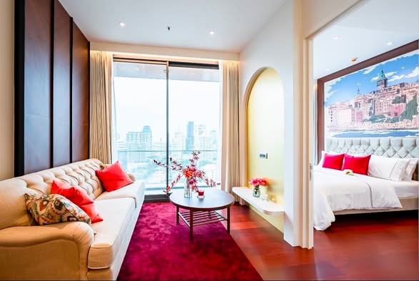 living room and bedroom of KHUN by YOO