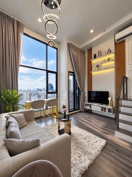 living room and bedroom of KnightsBridge Space Rama9