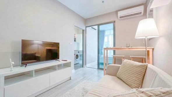 living room and bedroom of Metro Sky Prachachuen