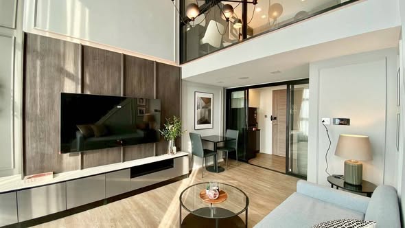 living room and room interior of Modiz Sukhumvit 50 โมดิซ สุขุมวิท 50