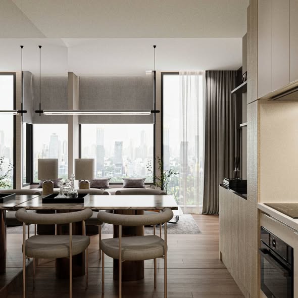 living room and room interior of Noble Form Thonglor โนเบิล ฟอร์ม ทองหล่อ