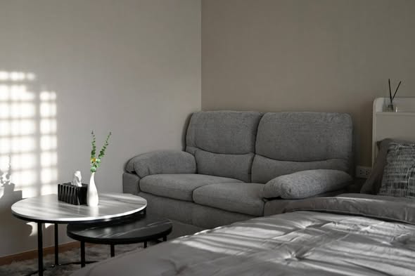 bedroom and living room of Oka Haus