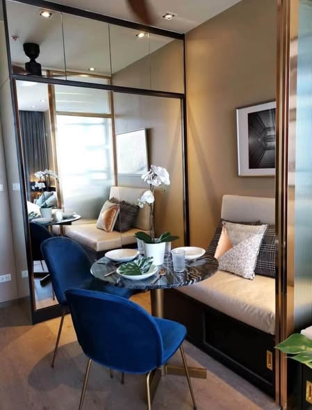 living room and bedroom of Park Origin Phrom Phong