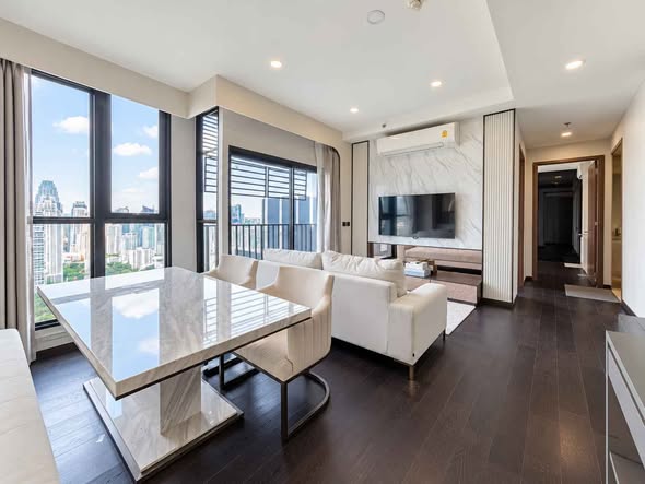 living room and kitchen of Park​ Origin​ Thonglor