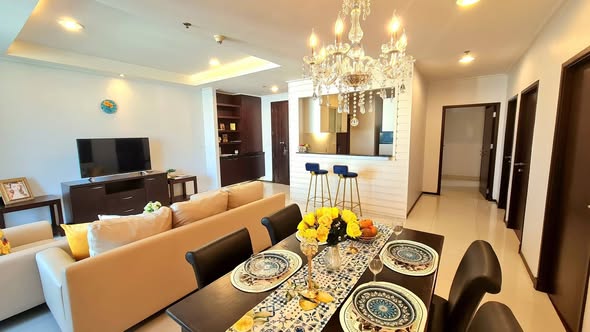 living room and room interior of Piyathip Place Serviced Apartment
