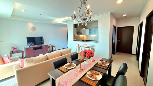 living room and room interior of Piyathip Place Serviced Apartment