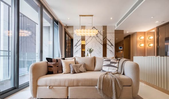 living room of Q1 Sukhumvit Condo by Q House