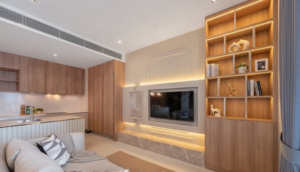 living room of Q1 Sukhumvit Condo by Q House