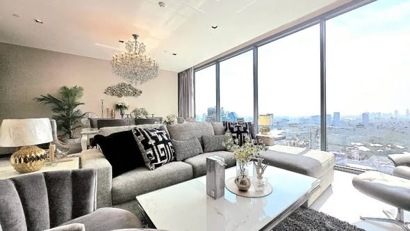 living room of Q1 Sukhumvit Condo by Q House