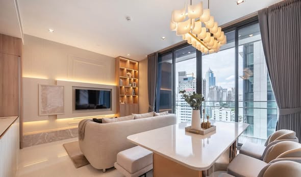 living room of Q1 Sukhumvit Condo by Q House