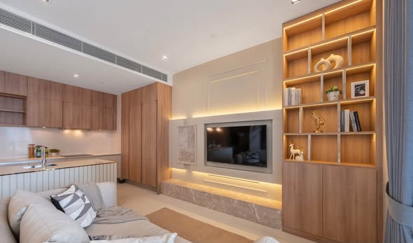living room and bedroom of Q1 Sukhumvit Condo by Q House
